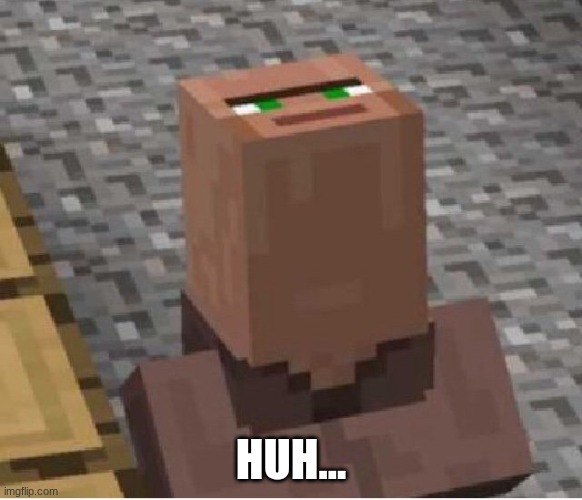 Minecraft Villager Looking Up | HUH... | image tagged in minecraft villager looking up | made w/ Imgflip meme maker