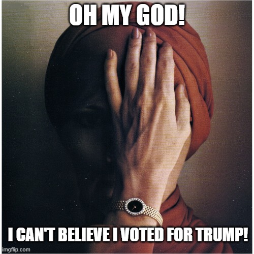 Embarrassed Trump Voter | OH MY GOD! I CAN'T BELIEVE I VOTED FOR TRUMP! | image tagged in trump voter,shame and regret,i hate donald trump,trump sucks | made w/ Imgflip meme maker
