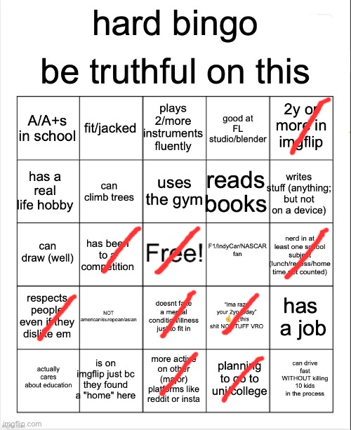 hard bingo for msmg | image tagged in hard bingo for msmg | made w/ Imgflip meme maker