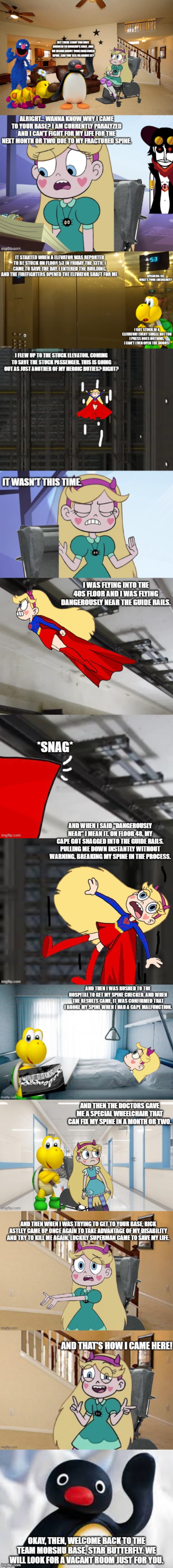 Star's Wheelchair Saga: Star arrives to Morshu's Base (March 16th, 2026) | made w/ Imgflip meme maker