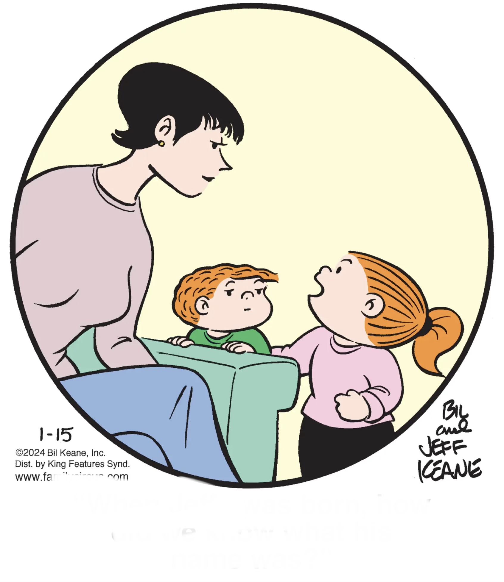 Family Circus Telling Mommy Blank Meme Template