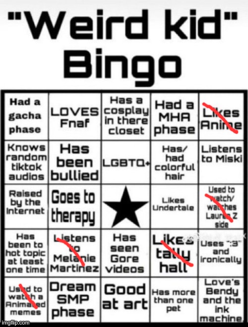 Found this bingo | image tagged in weird kid bingo | made w/ Imgflip meme maker