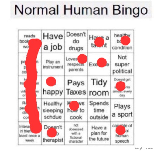 Normal human bingo | image tagged in normal human bingo | made w/ Imgflip meme maker