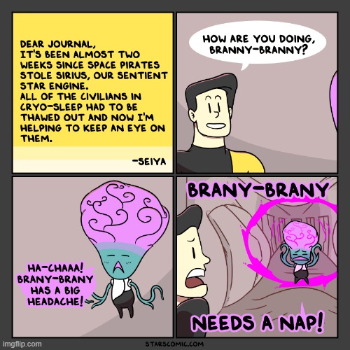 image tagged in stars,journal,alien,brain,headache,yikes | made w/ Imgflip meme maker