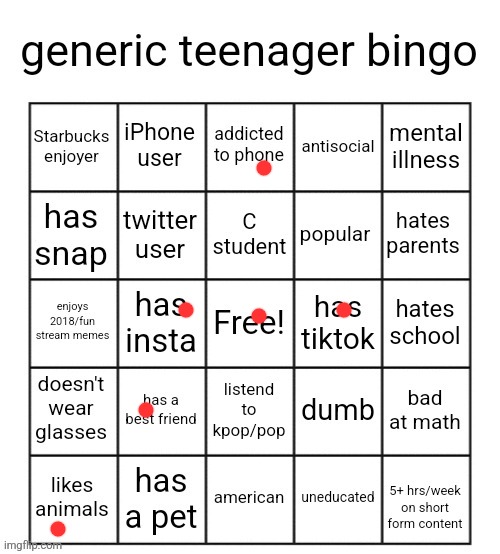 Idk | image tagged in generic teenager bingo | made w/ Imgflip meme maker