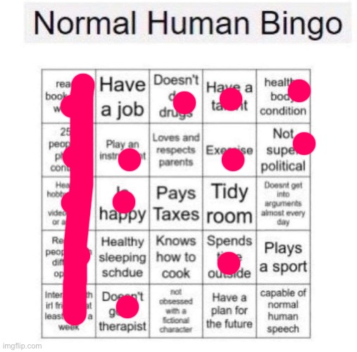Normal human bingo | image tagged in normal human bingo | made w/ Imgflip meme maker