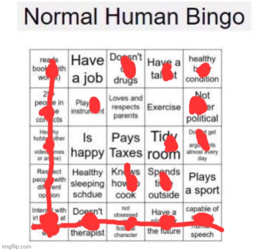 Normal human bingo | image tagged in normal human bingo | made w/ Imgflip meme maker