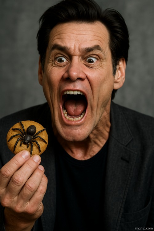 Jim Carrey Spider Biscuit | image tagged in jim carrey spider biscuit | made w/ Imgflip meme maker