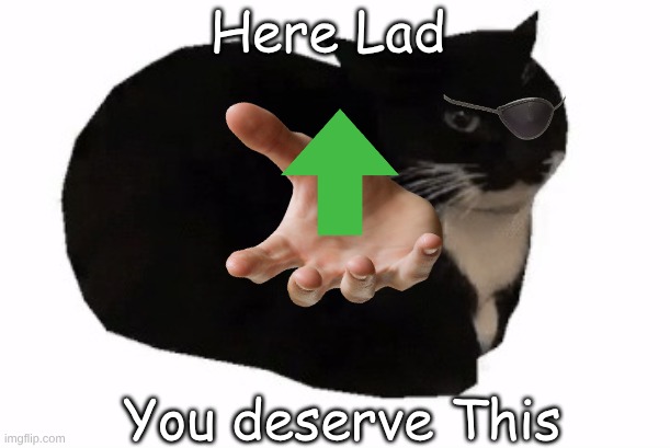 maxwell the cat | Here Lad You deserve This | image tagged in maxwell the cat | made w/ Imgflip meme maker