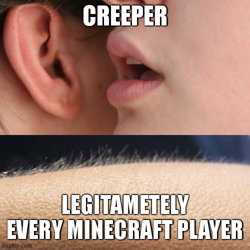 Whisper and Goosebumps | CREEPER; LEGITAMETELY EVERY MINECRAFT PLAYER | image tagged in whisper and goosebumps,minecraft,minecraft memes,minecraft creeper | made w/ Imgflip meme maker