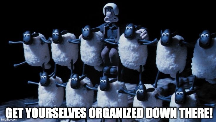 Get yourself organized down there! | GET YOURSELVES ORGANIZED DOWN THERE! | image tagged in get yourselves organized down there | made w/ Imgflip meme maker