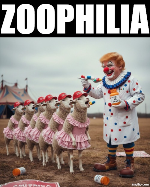Zoophilia | ZOOPHILIA | image tagged in zoo,clown applying makeup,clown,donald trump,face you make robert downey jr,memes | made w/ Imgflip meme maker