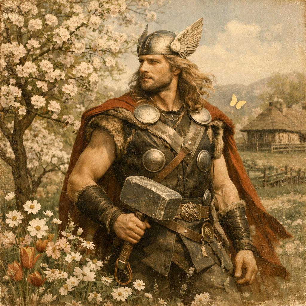 Thor in Spring Blank Meme Template