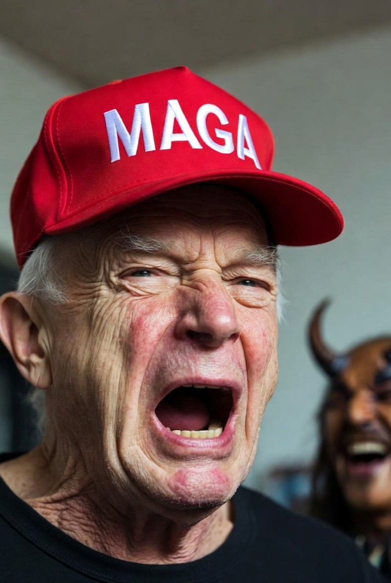 MAGA screaming Satan evil Republican Trump Blank Meme Template