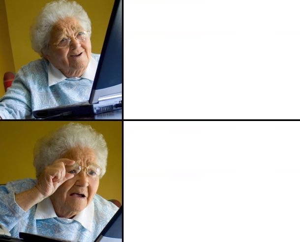 grandma with glasses like spiderman Blank Meme Template