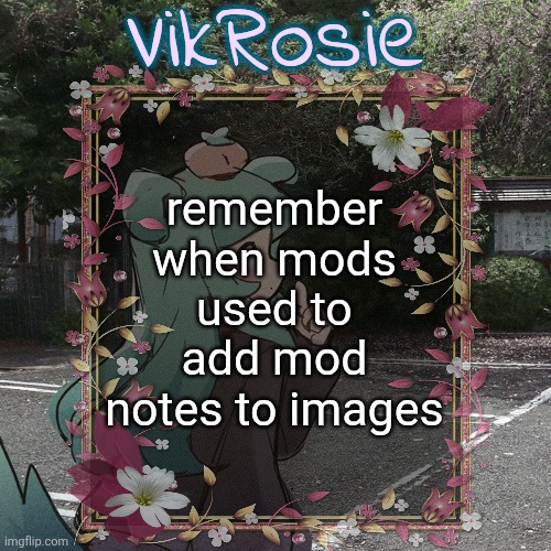Now you can't do that anymore because if you do something that tickles the sitemods pickles the wrong way they unmod you | remember when mods used to add mod notes to images | image tagged in rose's tanger temp | made w/ Imgflip meme maker