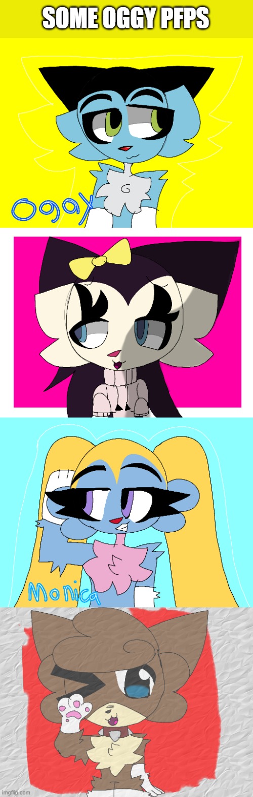 Oggy pfps! | SOME OGGY PFPS | image tagged in pfp,oggy and the cockroaches,fanart | made w/ Imgflip meme maker