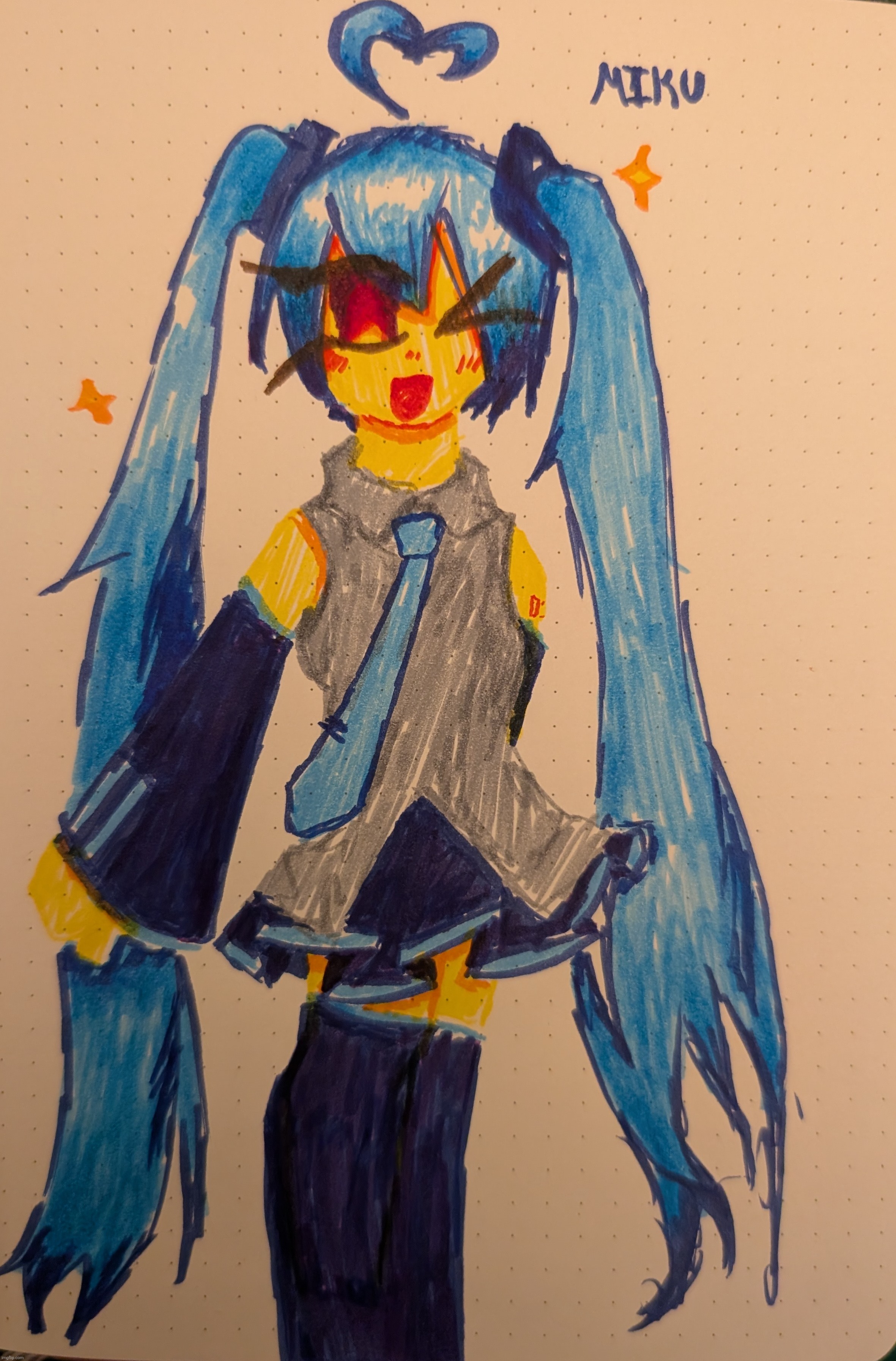 sorry for not posting. Miku in acrylic marker | made w/ Imgflip meme maker