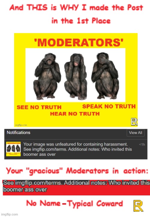 Typical Coward | image tagged in cowards,moderators | made w/ Imgflip meme maker