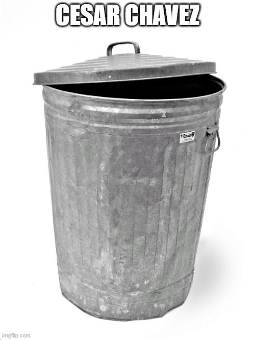 Trump would like him now?? | CESAR CHAVEZ | image tagged in trash can | made w/ Imgflip meme maker