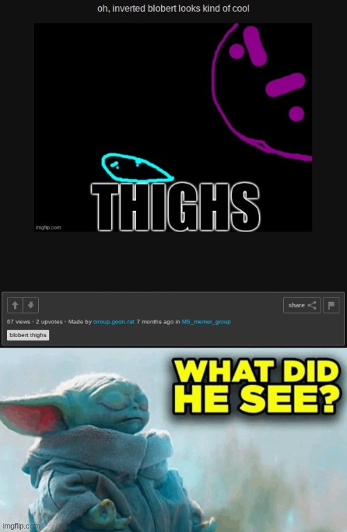 image tagged in baby yoda what did he see | made w/ Imgflip meme maker