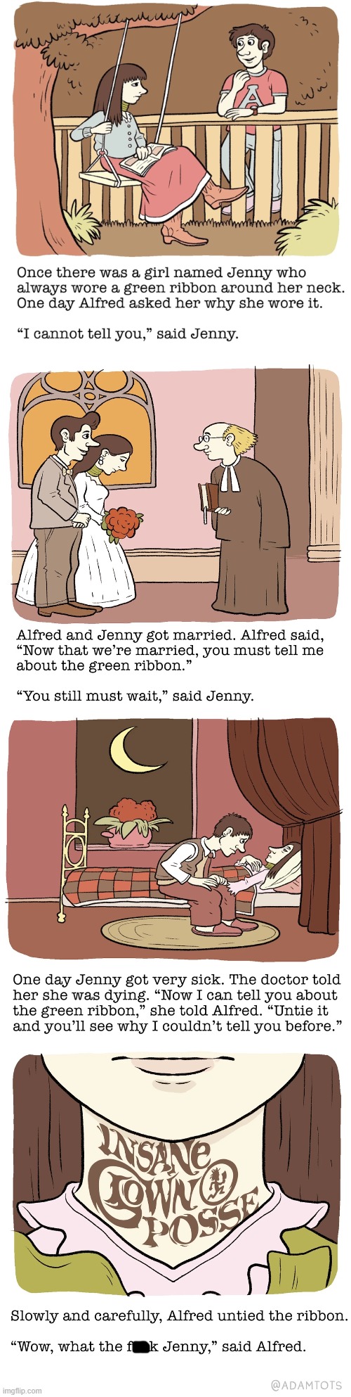 image tagged in in a dark dark room and other scary stories,the green ribbon,neck,tattoo,insane clown posse,what | made w/ Imgflip meme maker