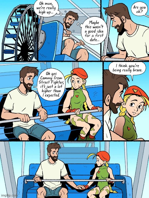image tagged in adam,ferris wheel,cammy,street fighter,brave,aww | made w/ Imgflip meme maker