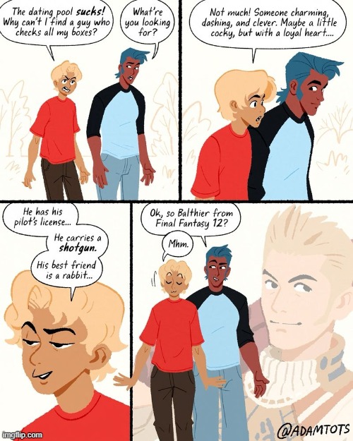 image tagged in dating sucks,dating,pool,dating pool,balthier,final fantasy 12 | made w/ Imgflip meme maker