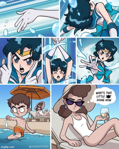 image tagged in sailor mercury,transformation,posing,child,beach,ocean | made w/ Imgflip meme maker