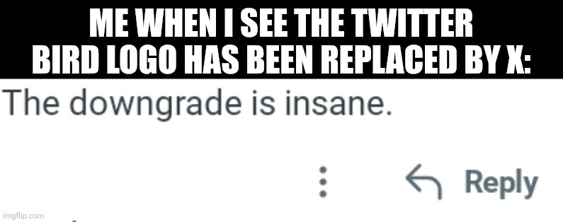 ME WHEN I SEE THE TWITTER BIRD LOGO HAS BEEN REPLACED BY X: | image tagged in memes,twitter,logo | made w/ Imgflip meme maker
