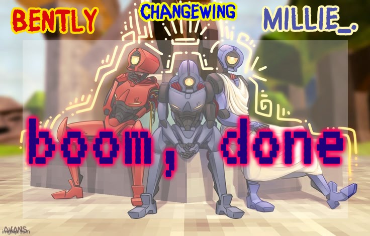 what do we think yall | boom, done | image tagged in millie bently changewing shared announcement template | made w/ Imgflip meme maker