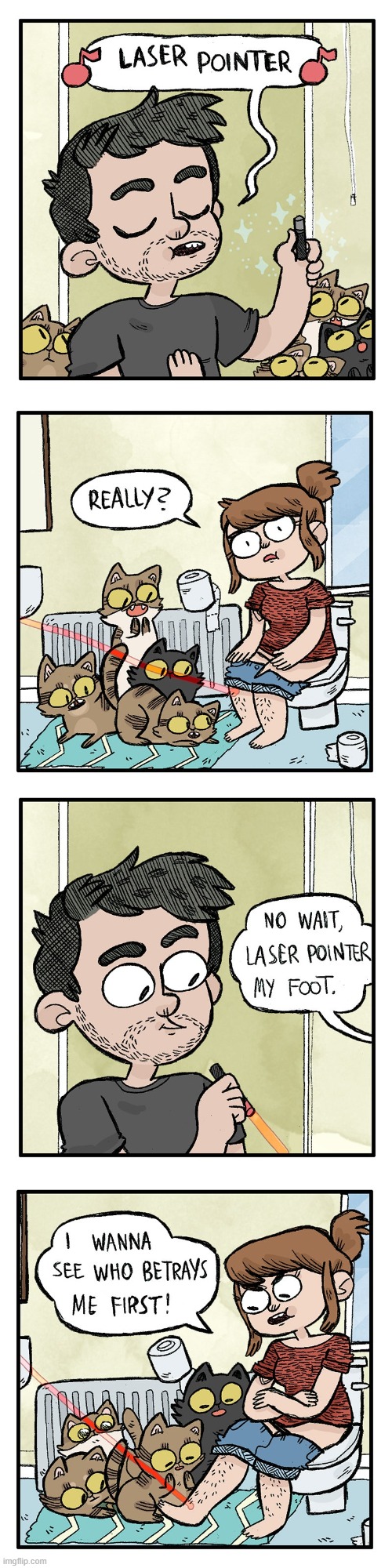 image tagged in laser,pointer,laser pointer,toilet,cats,betrayal | made w/ Imgflip meme maker