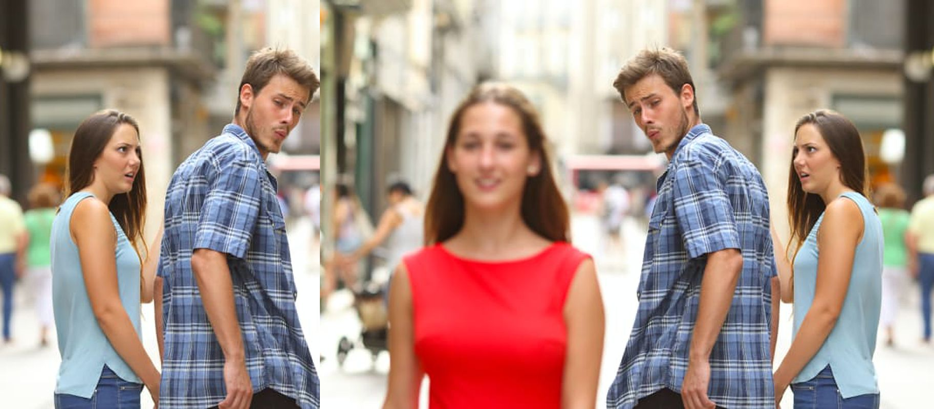 2 Distracted Boyfriends Blank Meme Template