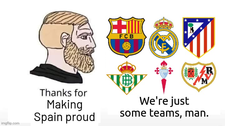 LALIGA EA SPORTS is getting better and better with SIX teams in UEFA Club Competitions quarter-finals 2025/26 | Making Spain proud | image tagged in la liga,sports,barcelona,real madrid,atletico,memes | made w/ Imgflip meme maker