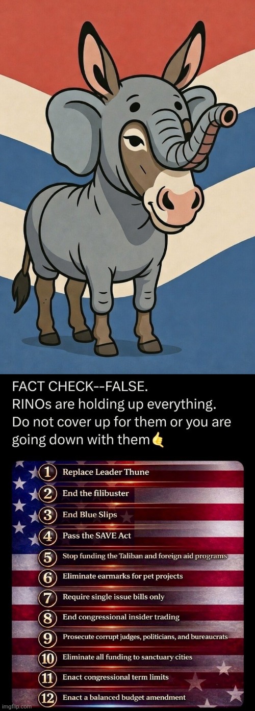 Fack checking RINOs | image tagged in rino,unamerican,government corruption,filibuster,sanctuary cities,save america act | made w/ Imgflip meme maker