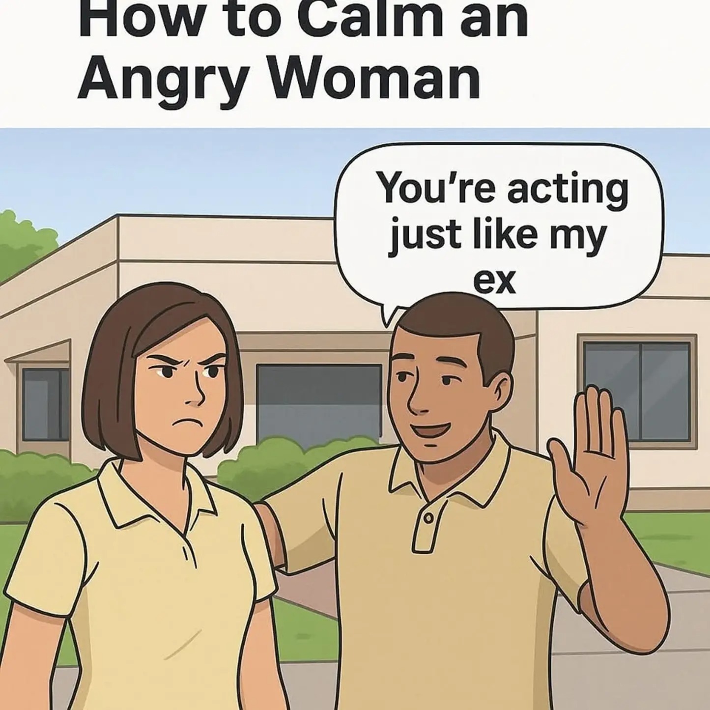 How To Calm An Angry Woman Blank Meme Template
