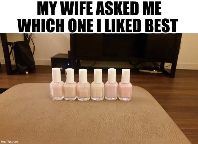 My Wife Asked Me Which One I Liked Best | MY WIFE ASKED ME WHICH ONE I LIKED BEST | image tagged in chrisjoines1 | made w/ Imgflip meme maker