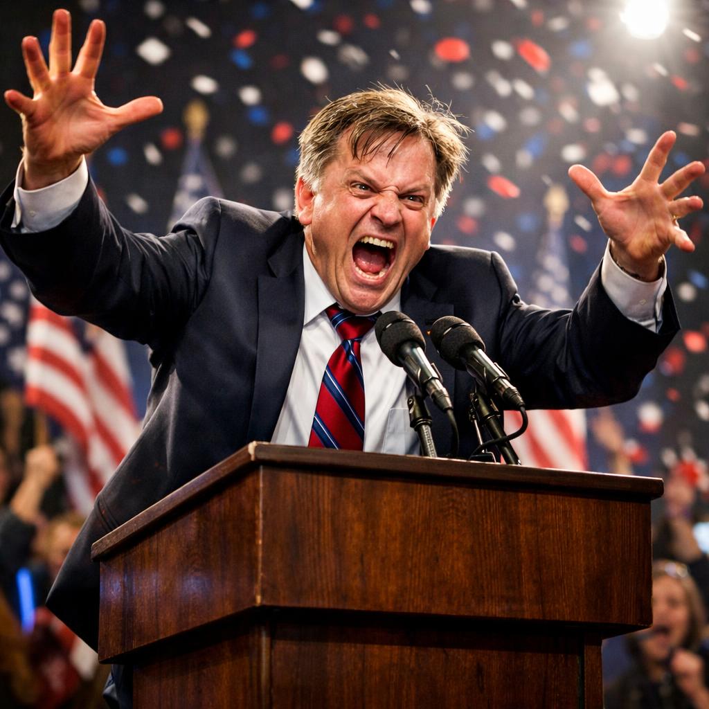 politician raving behind a pulpit Blank Meme Template