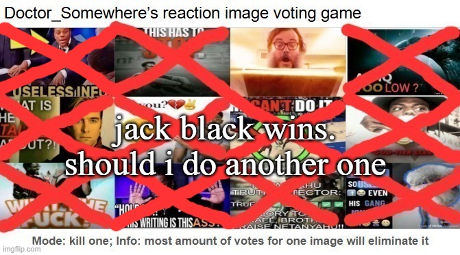and so concludes my first ever voting game | jack black wins. should i do another one | made w/ Imgflip meme maker