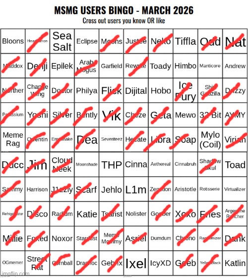 Cross ped of the one that I like | image tagged in msmg users bingo march 2026 | made w/ Imgflip meme maker