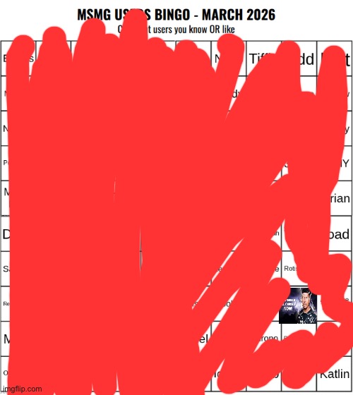 MSMG Users Bingo (March 2026) | image tagged in msmg users bingo march 2026 | made w/ Imgflip meme maker