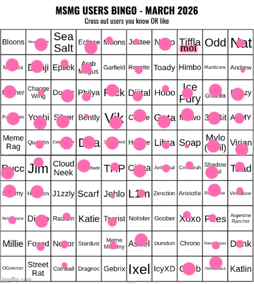 Wowsers, that many | moi | image tagged in msmg users bingo march 2026 | made w/ Imgflip meme maker