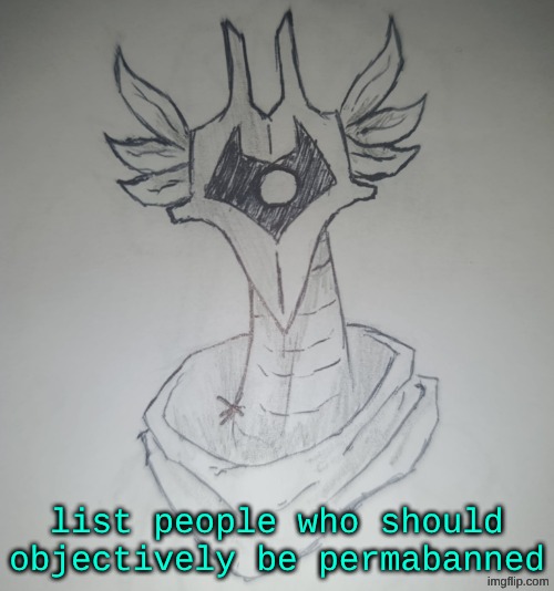 in the comments | list people who should objectively be permabanned | image tagged in hunter temp by shadowskul | made w/ Imgflip meme maker