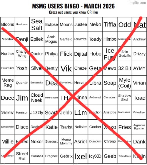 MSMG Users Bingo (March 2026) | image tagged in msmg users bingo march 2026 | made w/ Imgflip meme maker