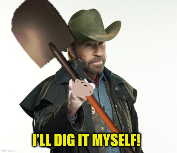 Chuck Norris Finger Meme | I’LL DIG IT MYSELF! | image tagged in memes,chuck norris finger,chuck norris | made w/ Imgflip meme maker
