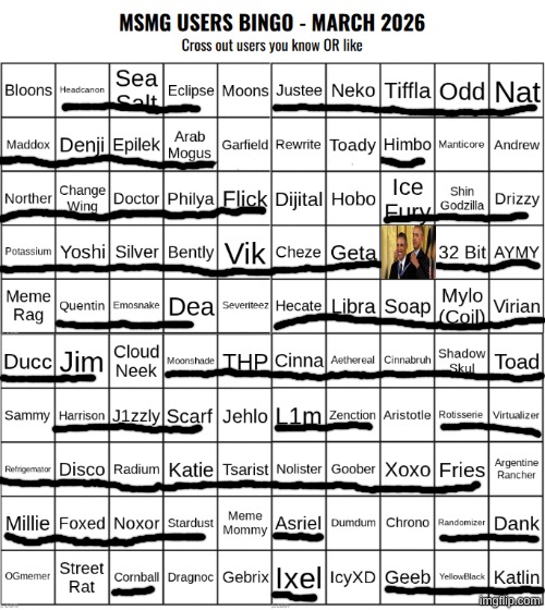 MSMG Users Bingo (March 2026) | image tagged in msmg users bingo march 2026 | made w/ Imgflip meme maker