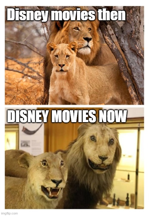 high vs low quality | Disney movies then; DISNEY MOVIES NOW | image tagged in high vs low quality | made w/ Imgflip meme maker