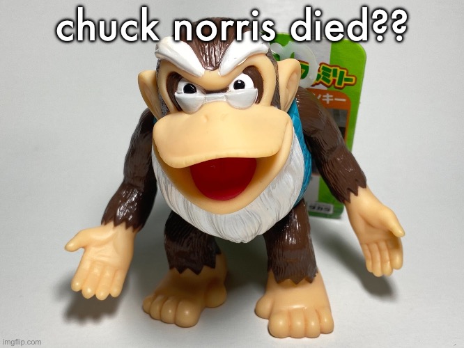 cranky kong | chuck norris died?? | image tagged in cranky kong | made w/ Imgflip meme maker