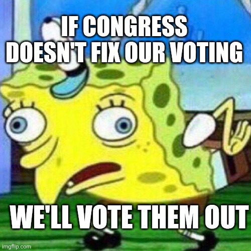 triggerpaul | IF CONGRESS DOESN'T FIX OUR VOTING; WE'LL VOTE THEM OUT | image tagged in triggerpaul,funny memes | made w/ Imgflip meme maker