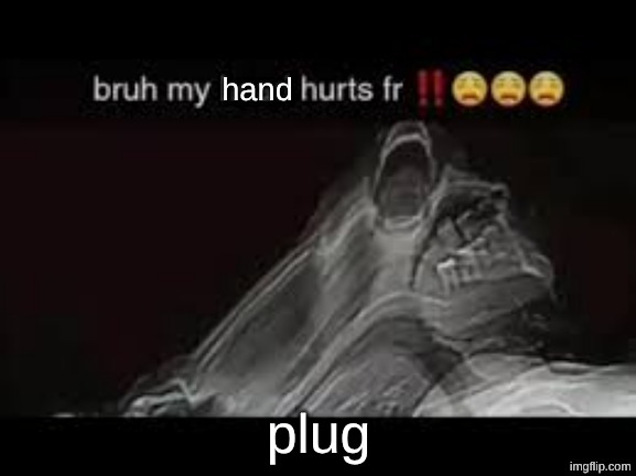 https://imgflip.com/i/amrn8f | plug | image tagged in my hand hurts fr | made w/ Imgflip meme maker